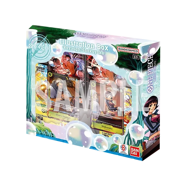 Illustration Box IB-07 Shakuyaku y Rayleigh de One Piece Card Game con 2 cartas promocionales, 2 sobres de OP-15 y 2 sobres de OP-16.