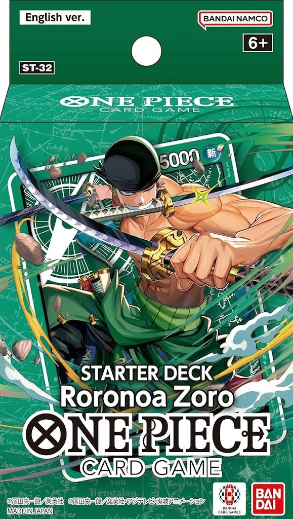 Starter Deck ST-32 Zoro de One Piece Card Game con mazo preconstruido, cartas DON!! y sobre de OP-16.